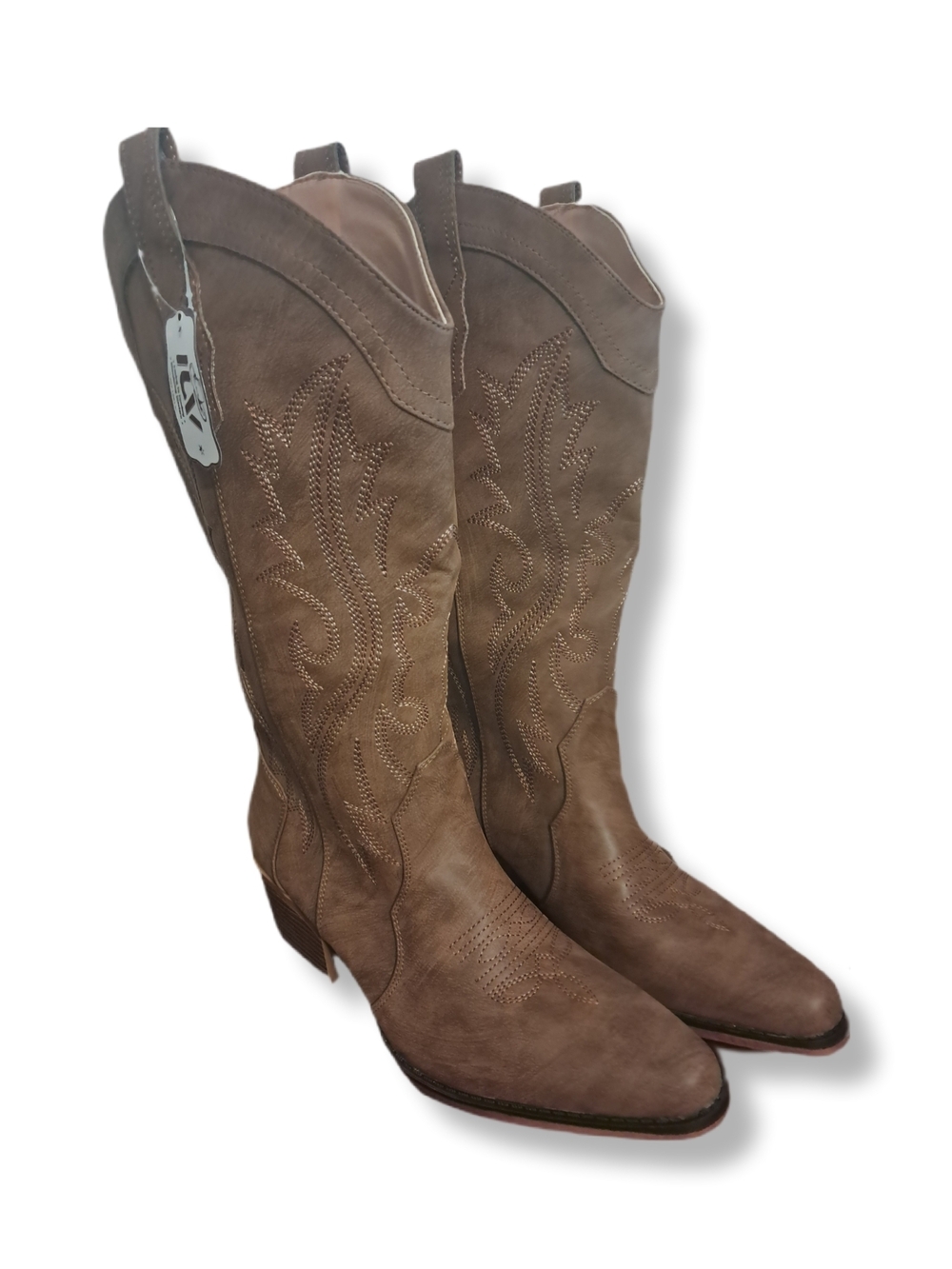 Women's Brown Embroidered Western Mid-Calf Boots